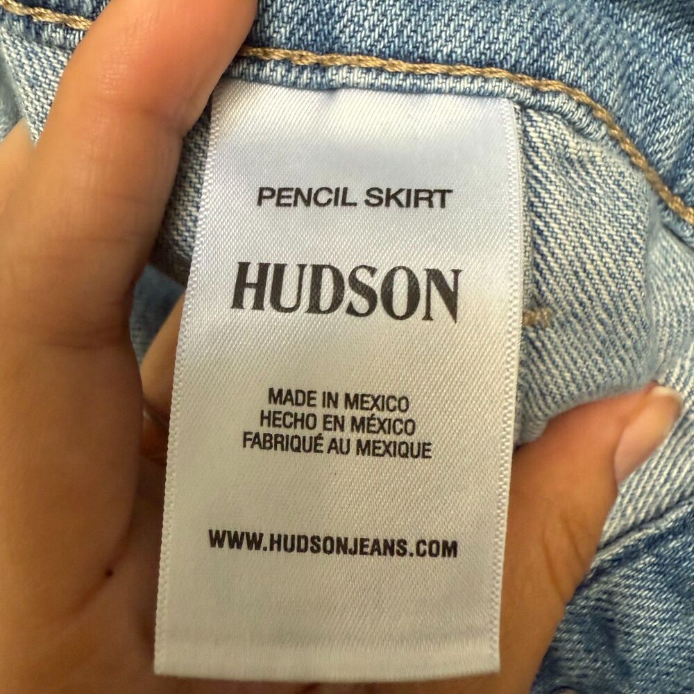 Hudson Jeans Midi Pencil Denim Skirt Light Wash Size 29 Button Front - Picture 5 of 10